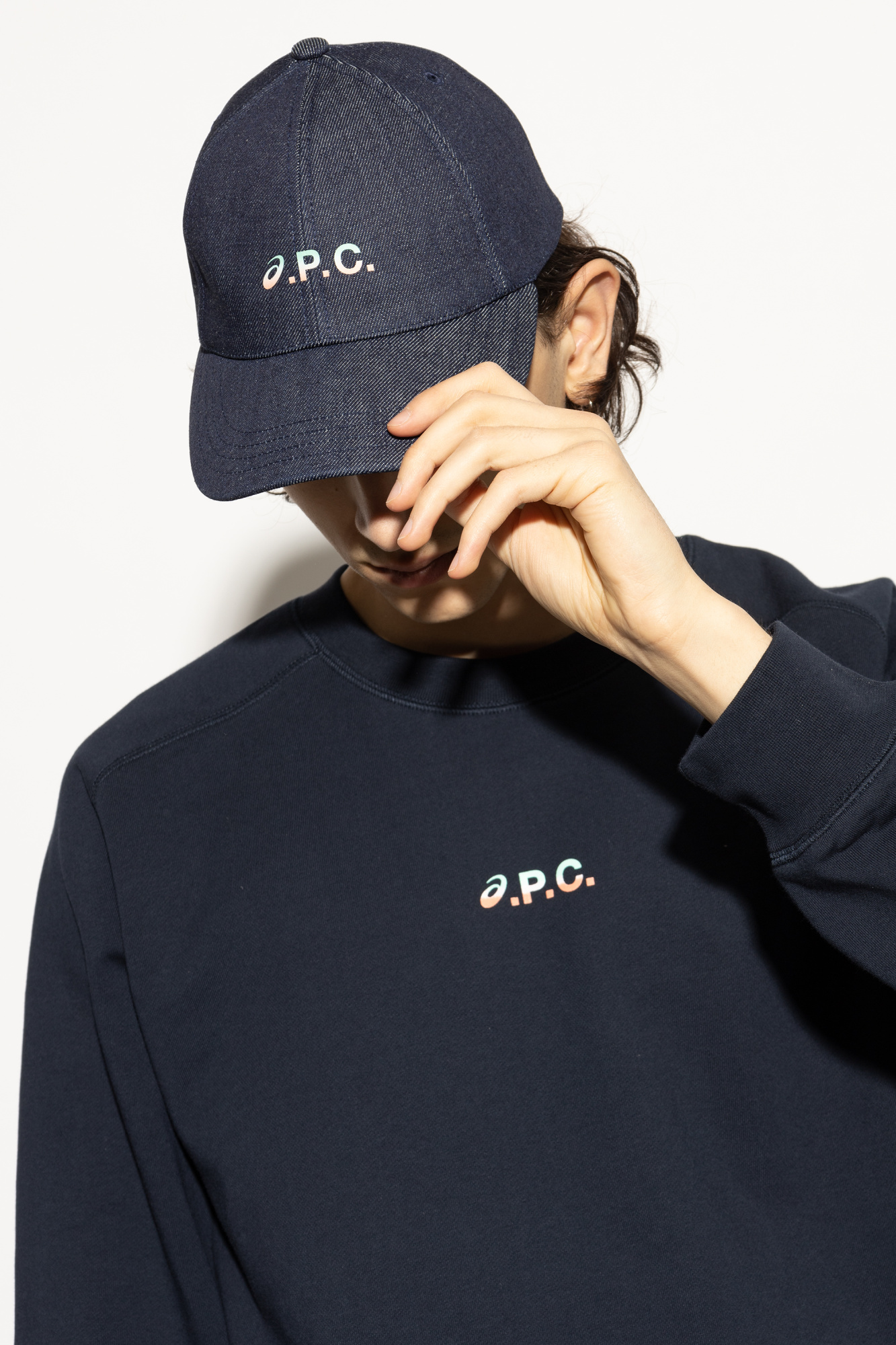 A.P.C.×ASICS CASQUETTE CHARLIE NYLON CAP A.P.C. Unisex Asics Charlie Baseball Cap Dark Navy Blue
